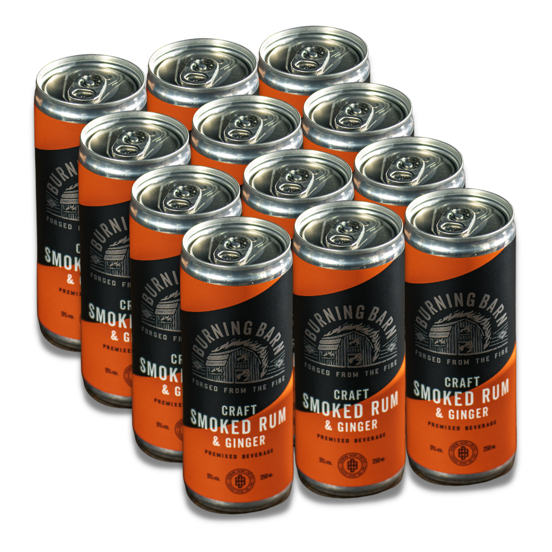 Burning Barn Smoked Rum & Ginger Cans 12x250ml