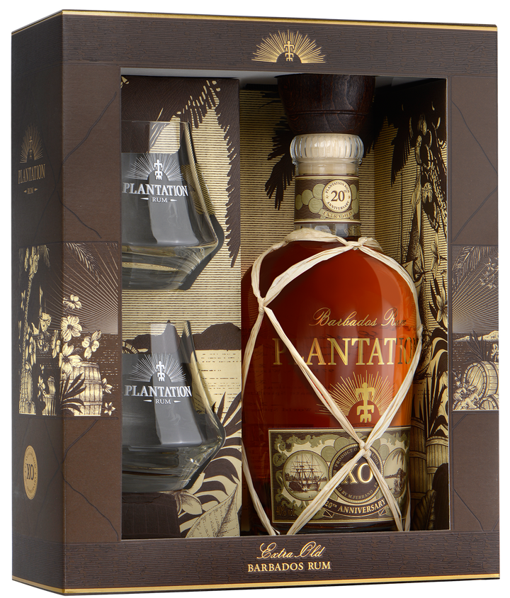 Plantation XO Barbados 20th Anniversary Gift Pack with 2 x Rum Glasses