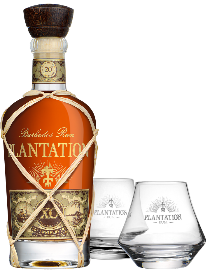 Plantation XO Barbados 20th Anniversary Gift Pack with 2 x Rum Glasses