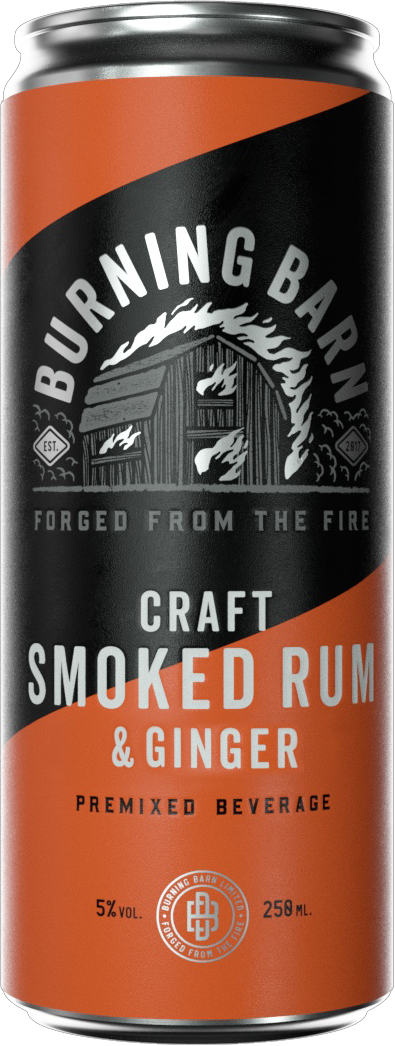 Burning Barn Smoked Rum & Ginger Cans 12x250ml